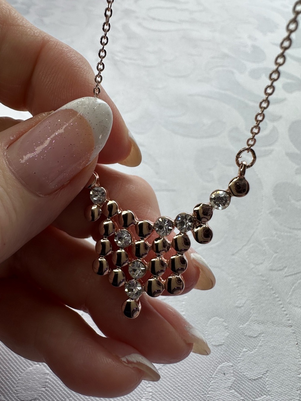 Park Lane Sydney Statement Bib Necklace Rose Gold and Cubic Zirconias
